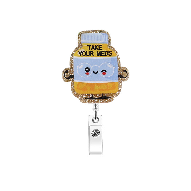 Wholesale Apple Acrylic Easy Pull ID Retractable Keychain